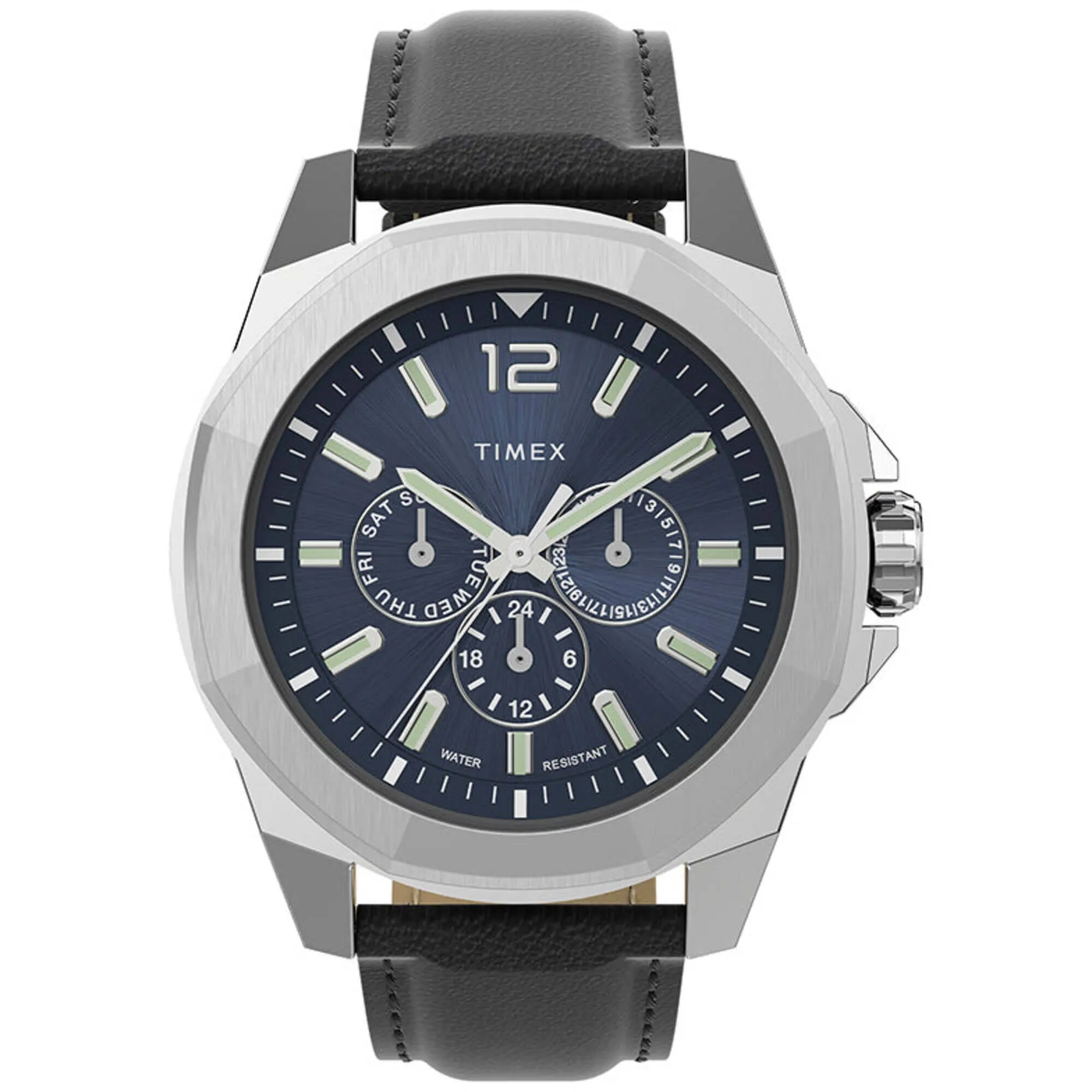 Timex Men's Watch Essex Quartz Blue Dial Leather Strap Watch | TW2V43200 Timex Watches