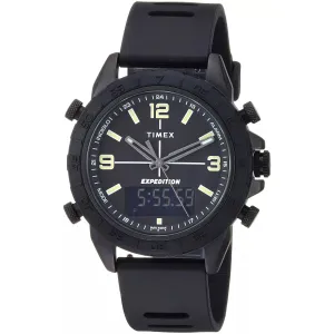 Timex Men's Watch - Expedition Pioneer Black Dial Silicone Strap Ani-Digi | TW4B17000 Timex Watches