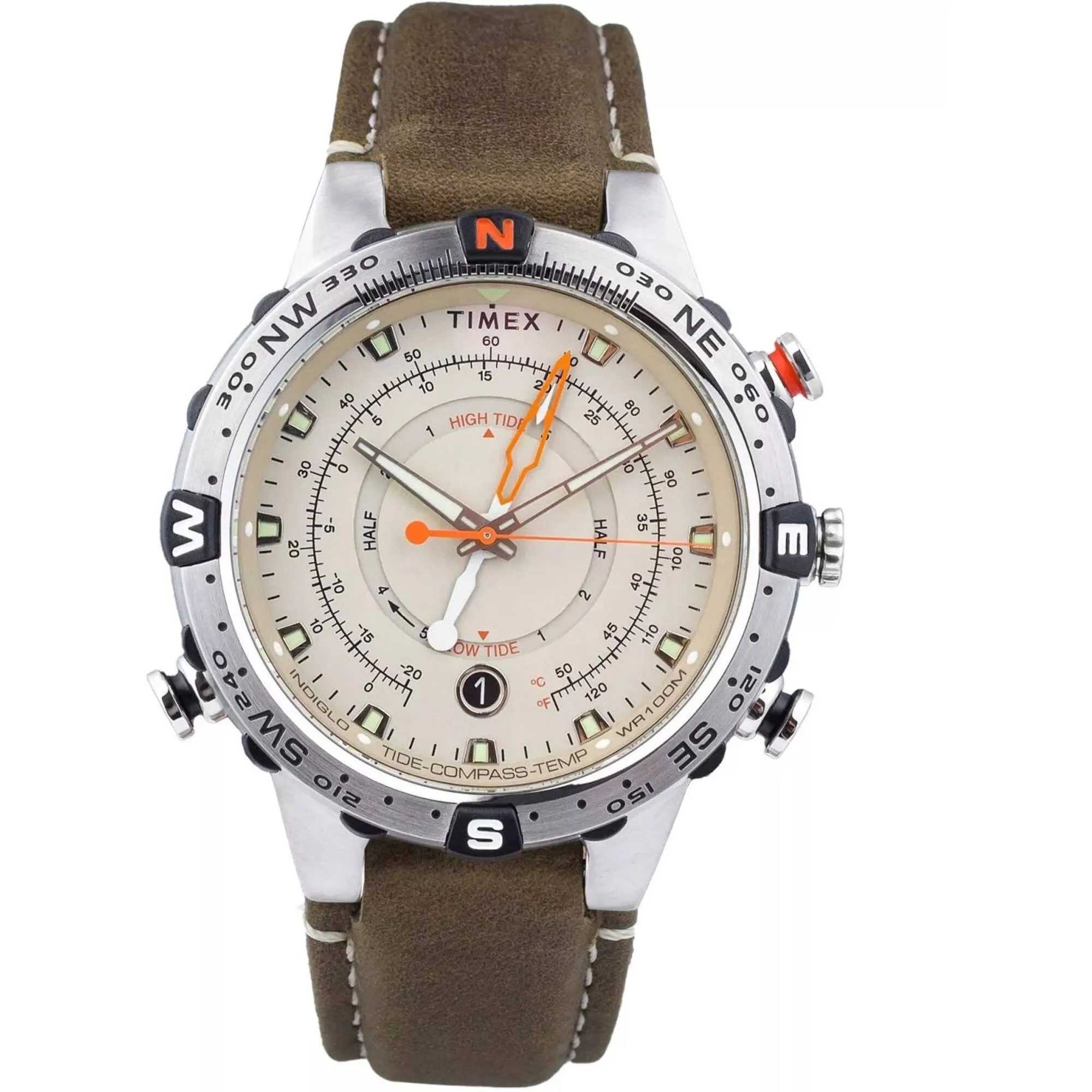 Timex Men's Watch - Expedition Tide-Temp-Compass Beige Dial Green Strap | TW2V49000 Timex Watches