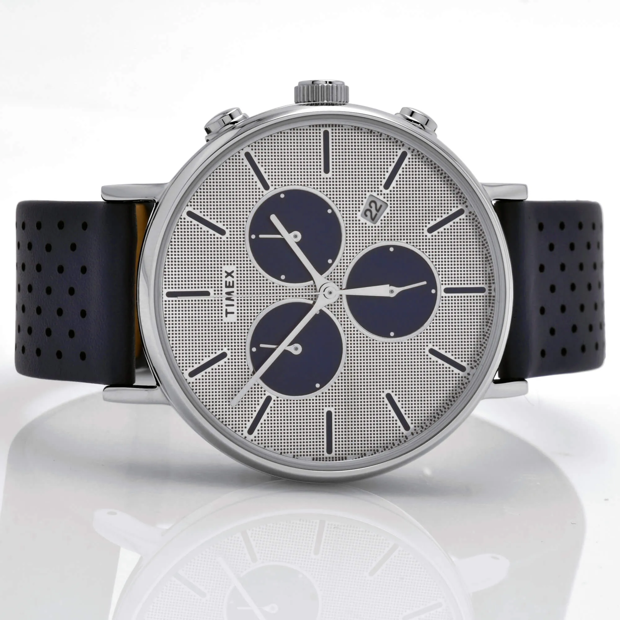 Timex Men's Watch - Fairfield Supernova Quartz Silver Dial Leather Strap | TW2R97700 Timex Watches