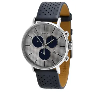 Timex Men's Watch - Fairfield Supernova Quartz Silver Dial Leather Strap | TW2R97700 Timex Watches