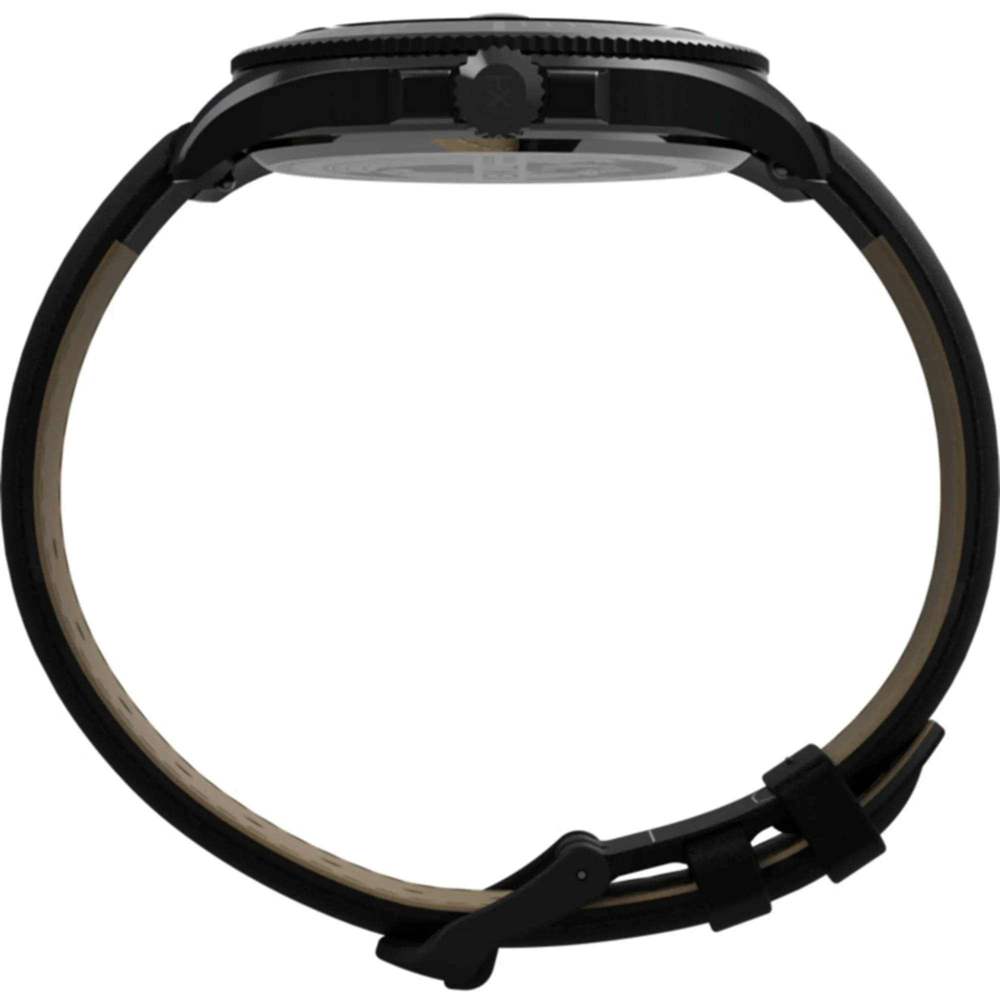 Timex Men's Watch - Harborside Coast GMT Quartz Black Dial Leather Strap | TW2V42300 Timex Watches