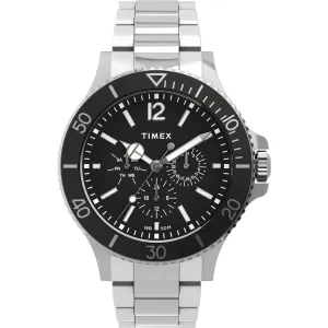 Timex Men's Watch - Harborside Day-Date Black Dial Silver Tone Bracelet | TW2U13100VQ Timex Watches