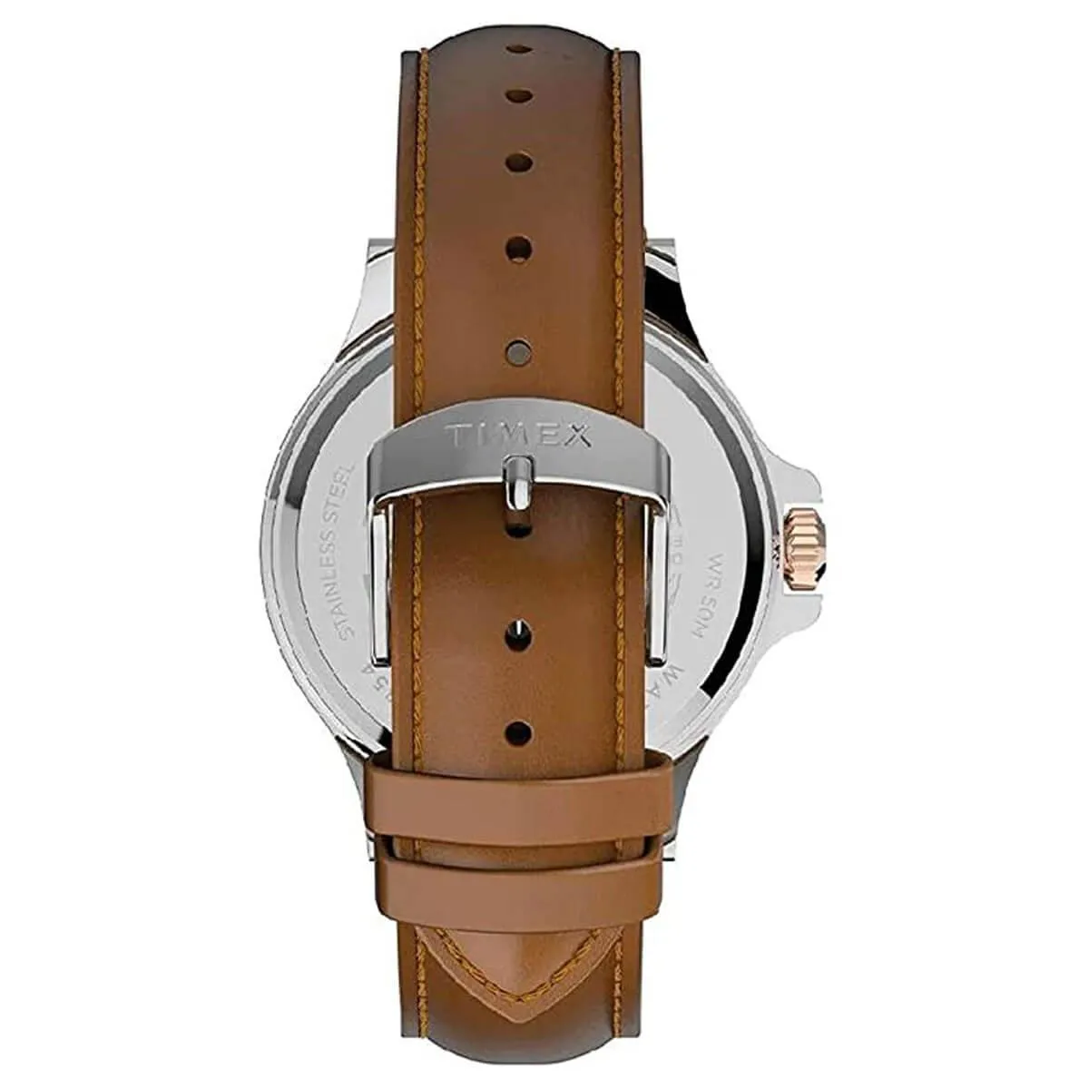 Timex Men's Watch - Harborside Rotating Bezel White Dial Brown Strap | TW2U12800VQ Timex Watches