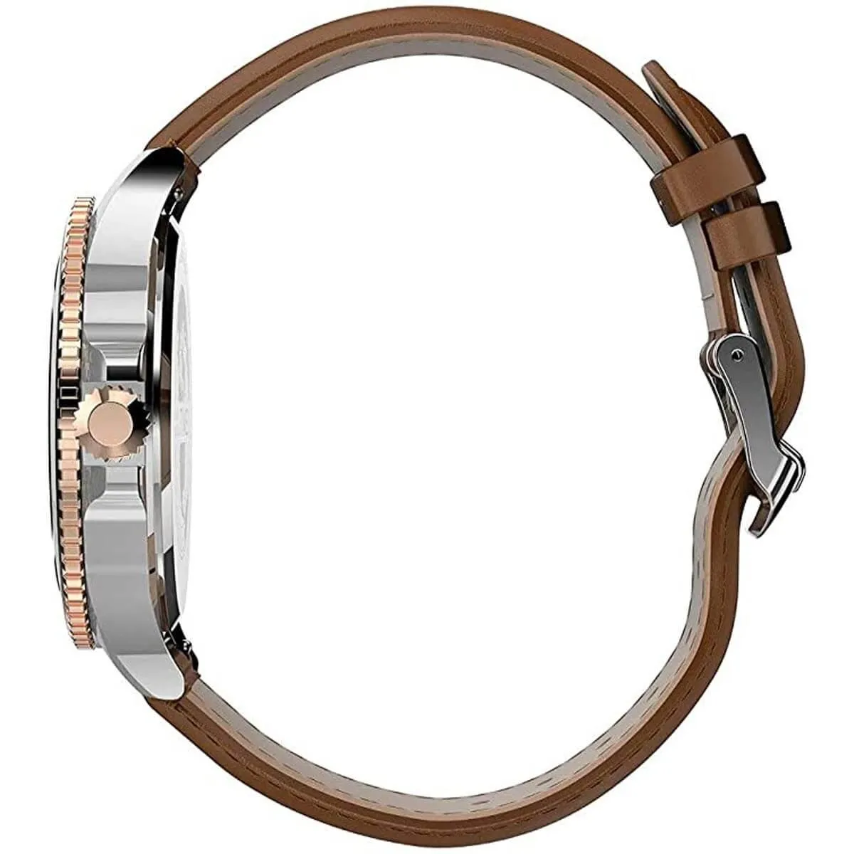Timex Men's Watch - Harborside Rotating Bezel White Dial Brown Strap | TW2U12800VQ Timex Watches