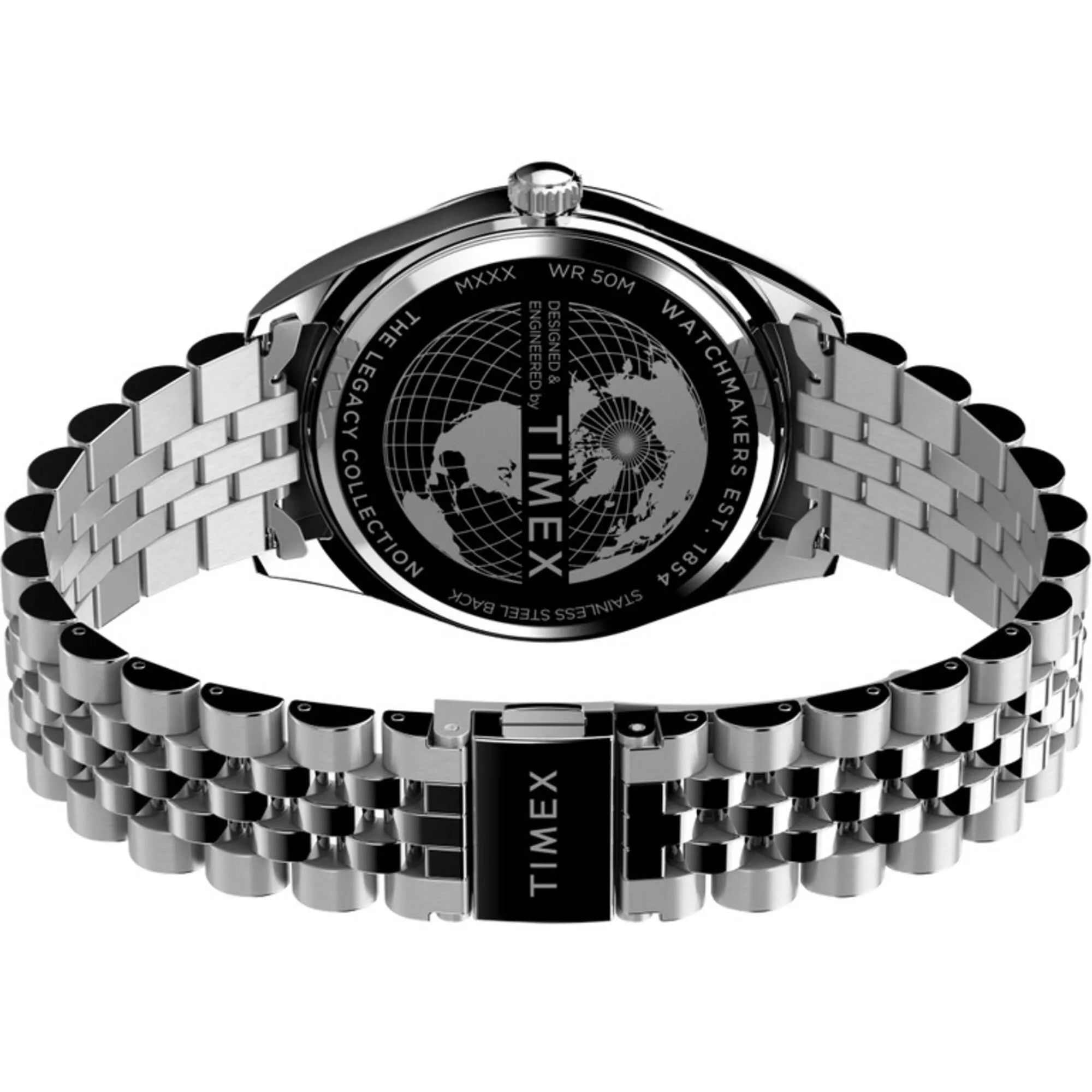Timex Men's Watch - Legacy Black Dial Silver Stainless Steel Bracelet | TW2V67800VQ Timex Watches