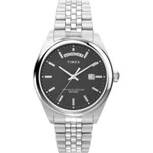 Timex Men's Watch - Legacy Black Dial Silver Stainless Steel Bracelet | TW2V67800VQ Timex Watches