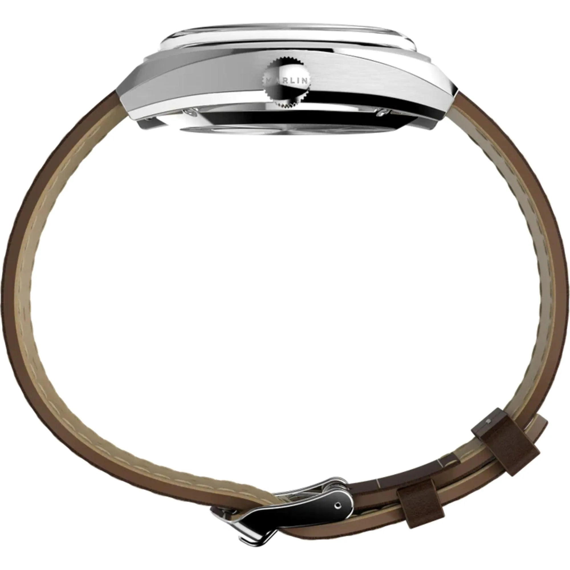 Timex Men's Watch - Marlin Automatic Silver Dial Brown Leather Strap | TW2V62000 Timex Watches