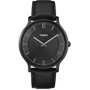 Timex Men's Watch - Metropolitan Quartz Black Dial Leather Strap | TW2R50100 Timex Watches