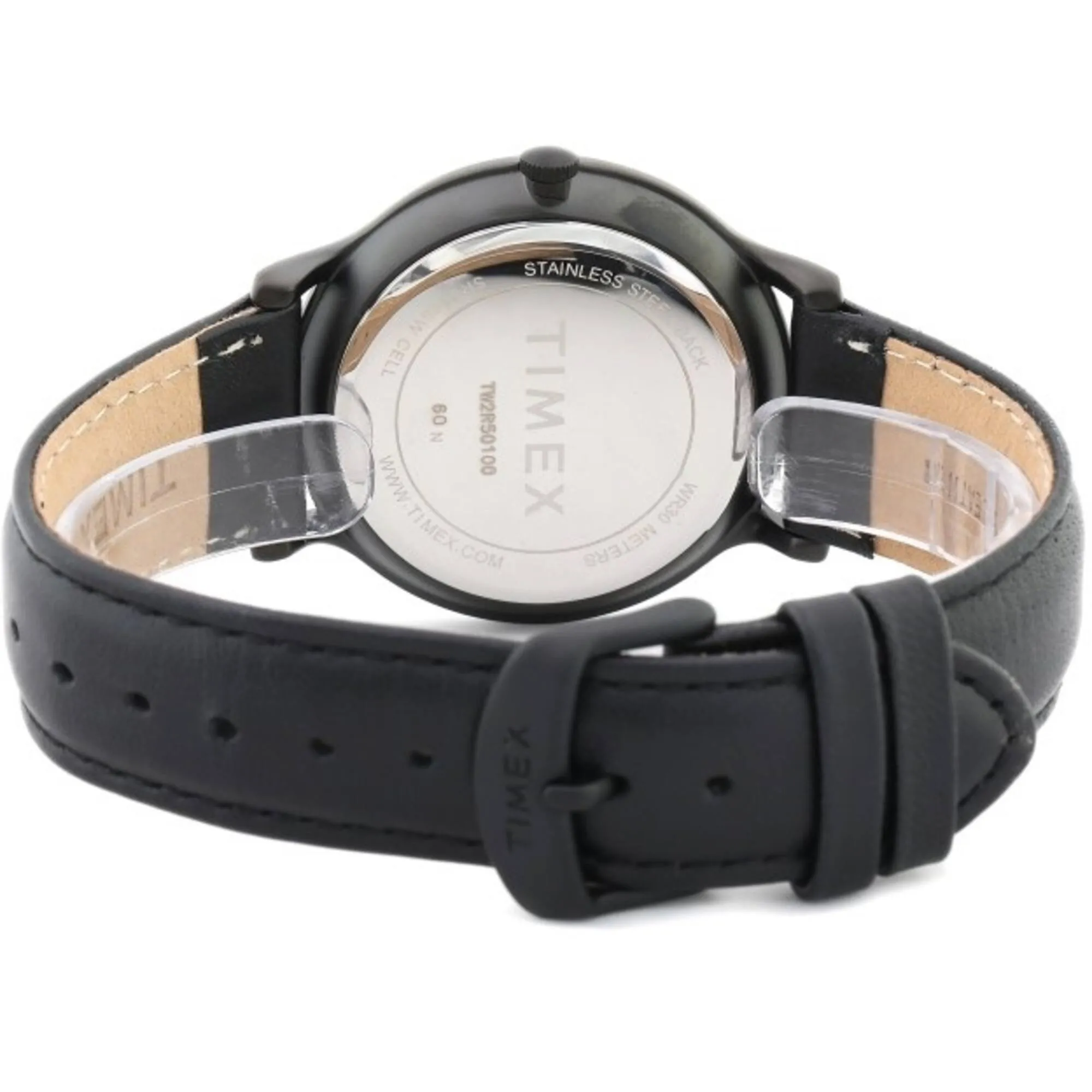 Timex Men's Watch - Metropolitan Quartz Black Dial Leather Strap | TW2R50100 Timex Watches