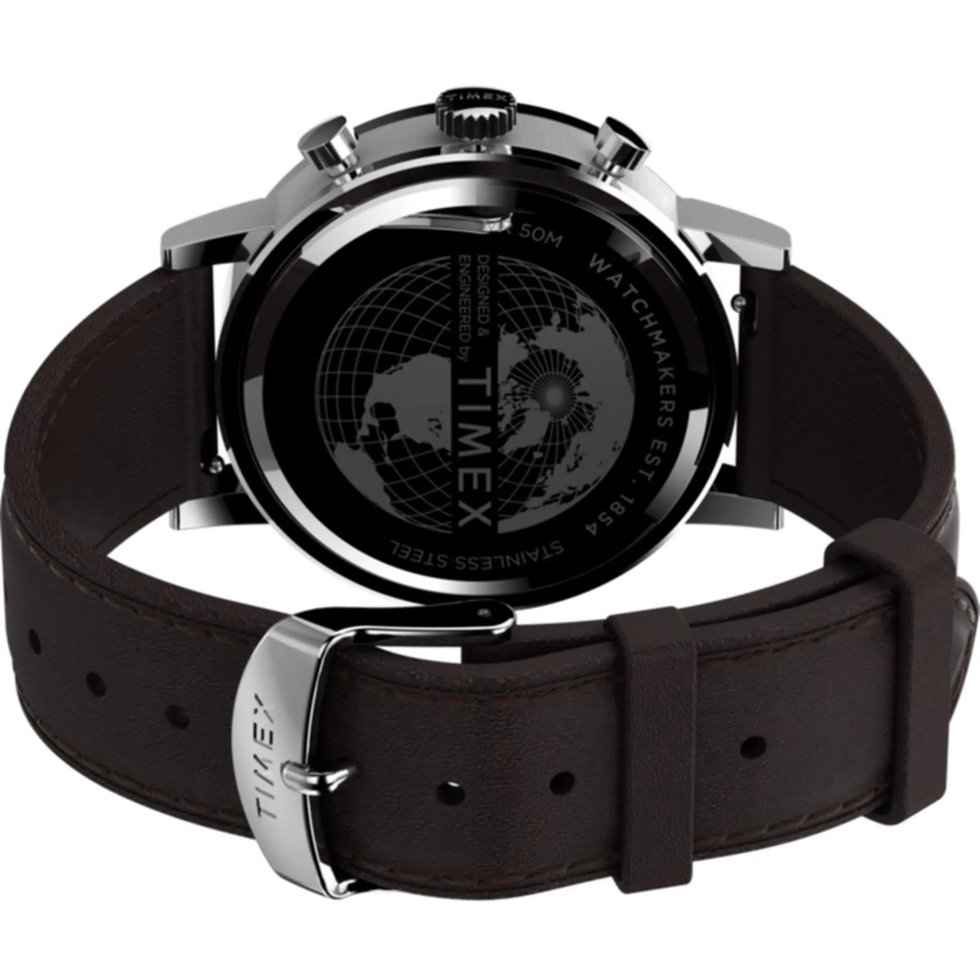 Timex Men's Watch - Midtown Chronograph White Dial Brown Leather Strap | TW2V36600VQ Timex Watches