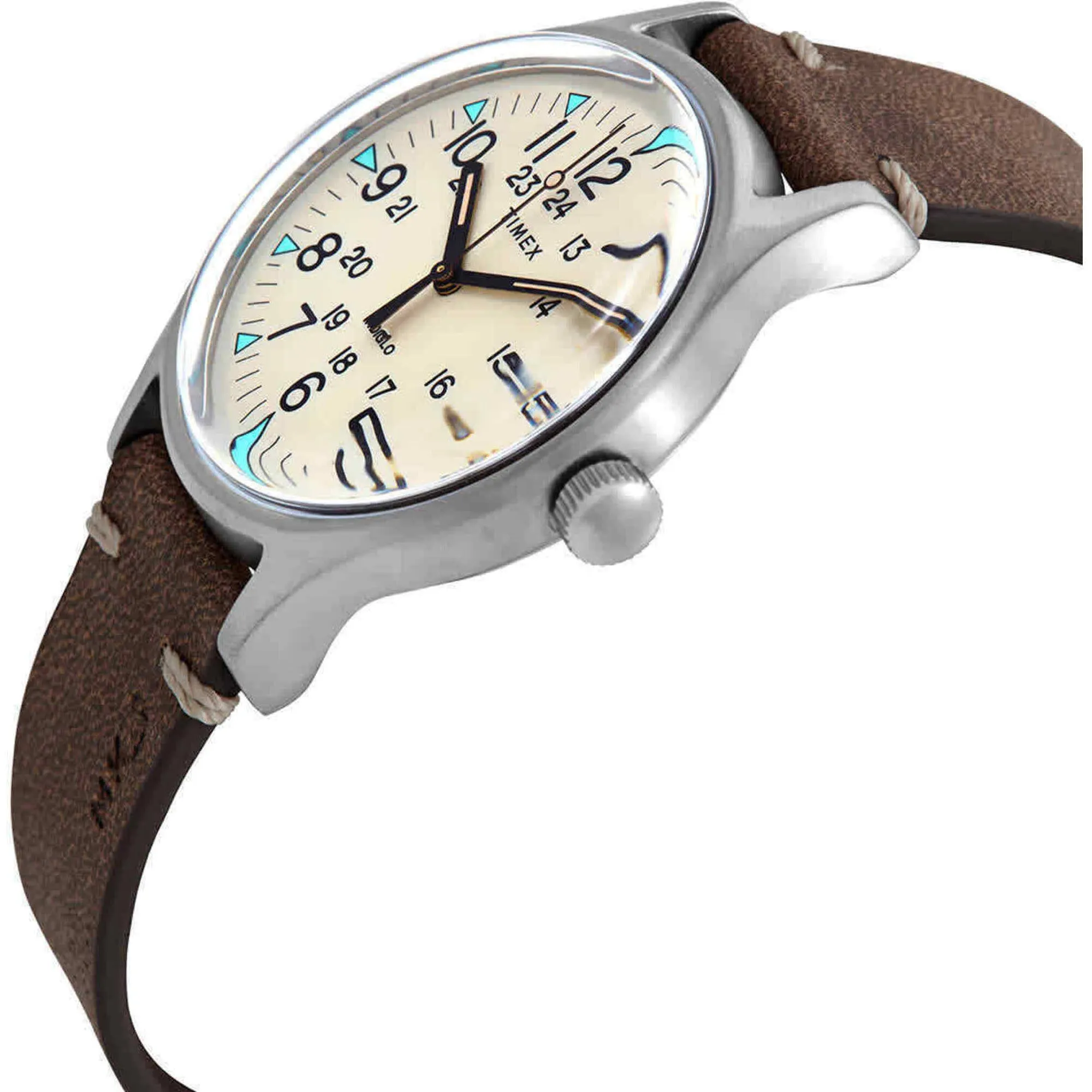 Timex Men's Watch - MK1 Quartz Beige Dial Brown Leather Strap | TW2R96800 Timex Watches