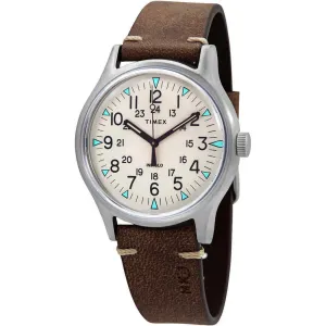 Timex Men's Watch - MK1 Quartz Beige Dial Brown Leather Strap | TW2R96800 Timex Watches