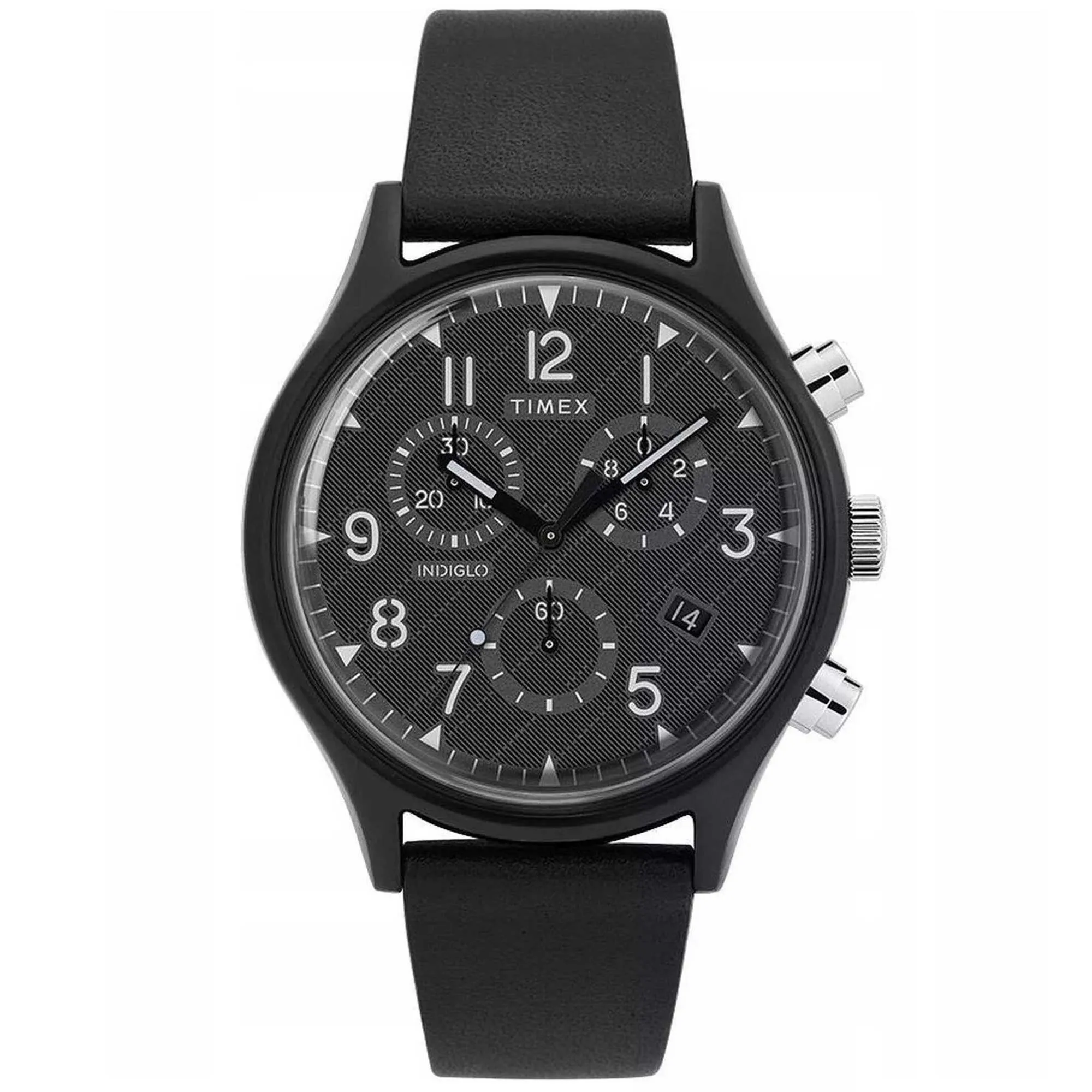 Timex Men's Watch - MK1 Quartz Chronograph Black Dial Leather Strap Date | TW2T29500 Timex Watches