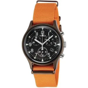 Timex Men's Watch - MK1 Quartz Chronograph Black Dial Orange Nylon Strap | TW2T10600 Timex Watches