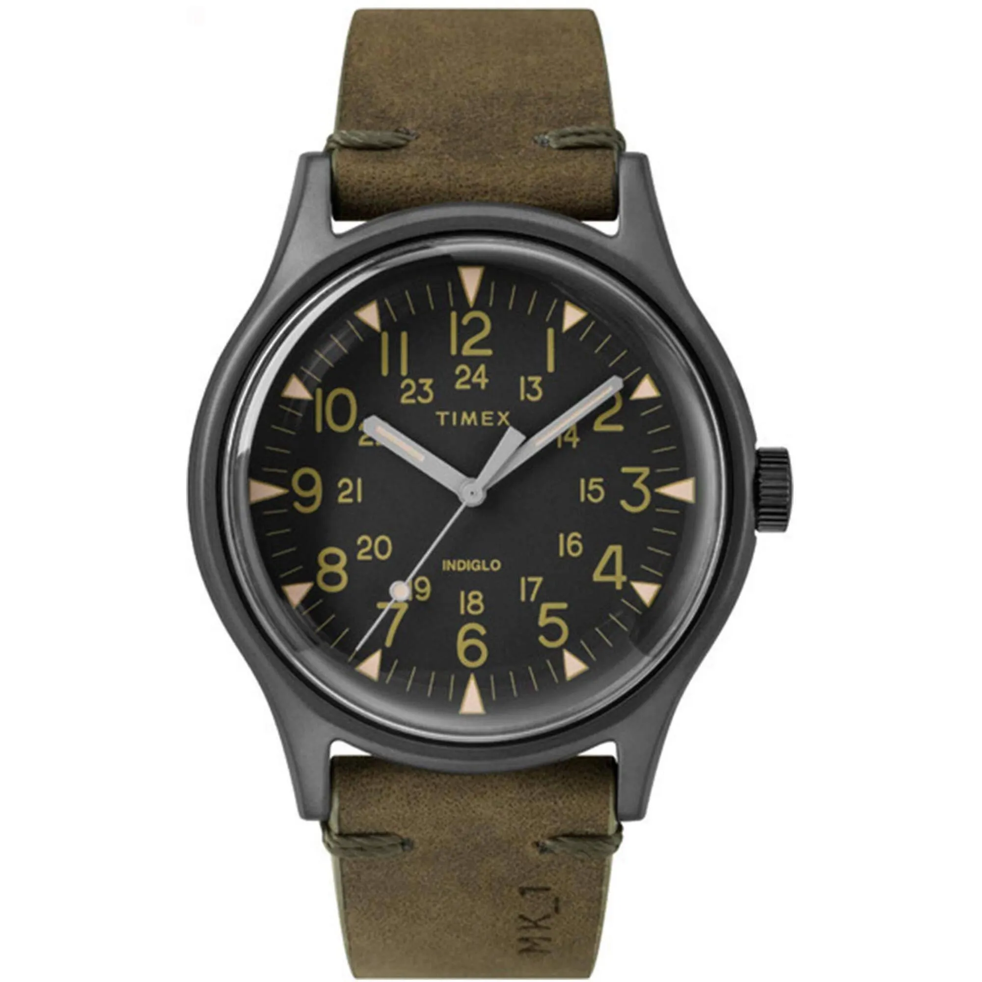 Timex Men's Watch - MK1 Quartz Gunmetal Stainless Steel Case Brown Strap | TW2R97000 Timex Watches