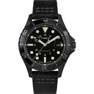 Timex Men's Watch - Navi XL Automatic Date Display Black Leather Strap | TW2U10000ZV Timex Watches