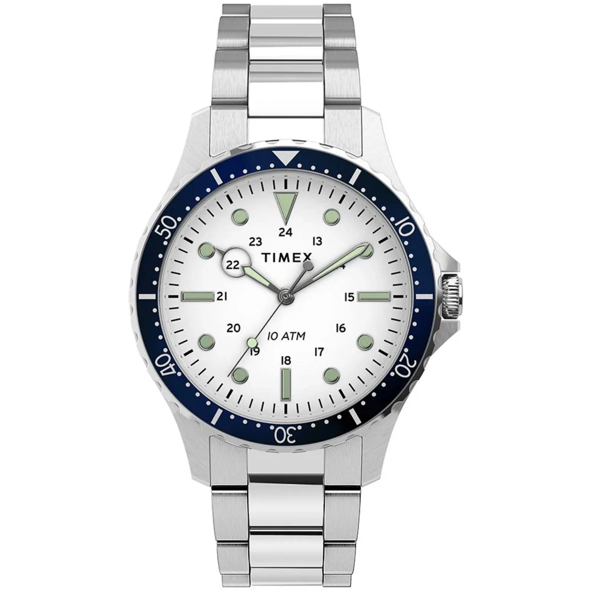 Timex Men's Watch - Navi XL Quartz White Dial Stainless Steel Bracelet | TW2U10900 Timex Watches