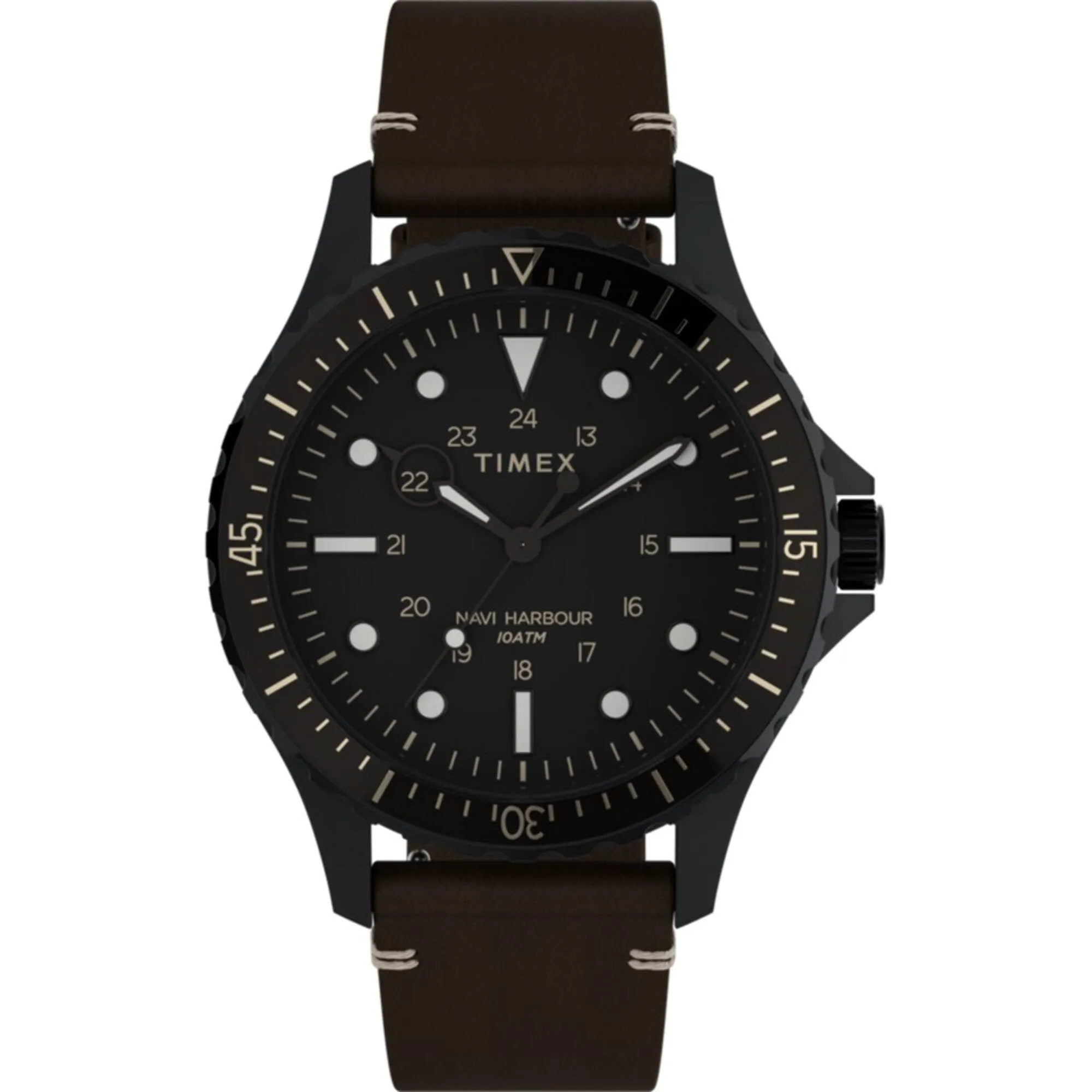 Timex Men's Watch - Navi XL Rotating Bezel Black Dial Leather Strap | TW2V45400VQ Timex Watches