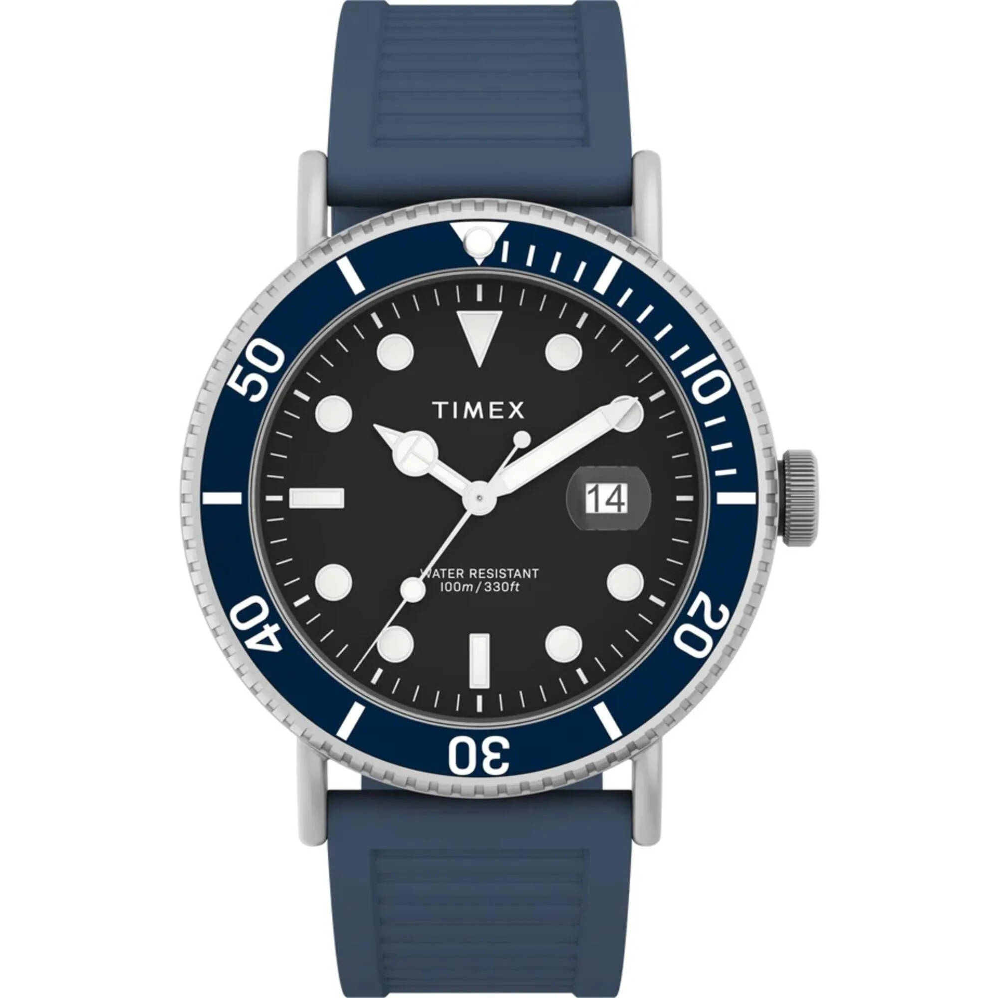 Timex Men's Watch - Portside Rotating Bezel Black Dial Blue Resin Strap | TW2W16600 Timex Watches