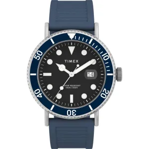 Timex Men's Watch - Portside Rotating Bezel Black Dial Blue Resin Strap | TW2W16600 Timex Watches