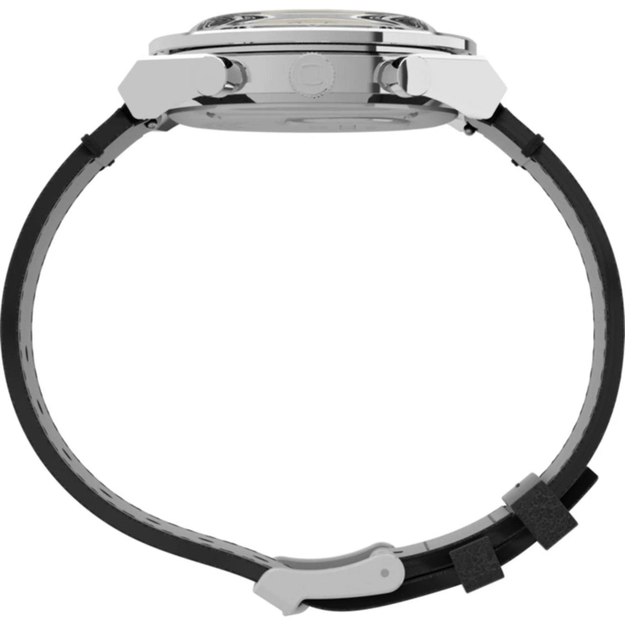 Timex Men's Watch - Q Chronograph Rotating Bezel Black Leather Strap | TW2V42700 Timex Watches