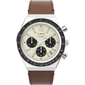 Timex Men's Watch - Q Chronograph Rotating Bezel Cream and Black Dial | TW2V42800 Timex Watches