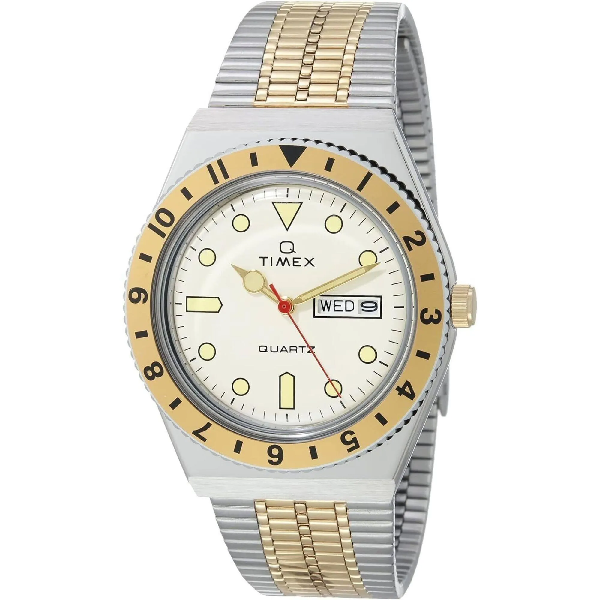 Timex Men's Watch - Q Diver Rotating Bezel Champagne Dial Steel Bracelet | TW2V18600ZV Timex Watches