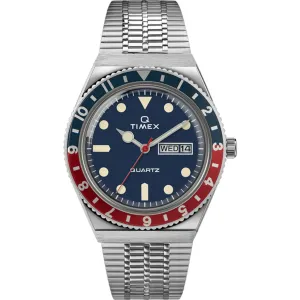 Timex Men's Watch - Q Quartz Blue Dial Silver Stainless Steel Bracelet TW2T80700 Timex Watches
