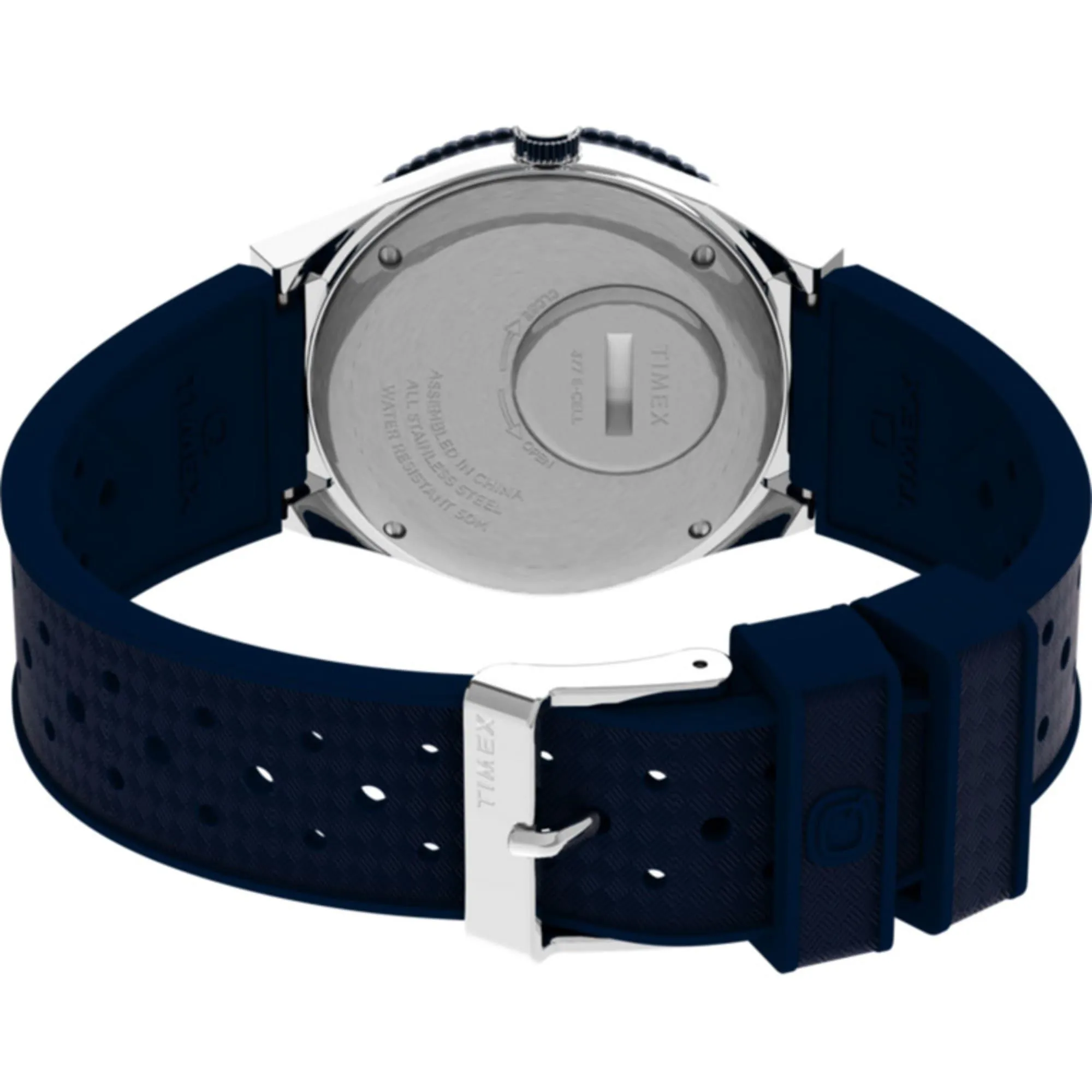 Timex Men's Watch - Q Quartz Rotating Bezel Blue Dial Strap Day-Date TW2V32100 Timex Watches