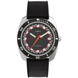 Timex Men's Watch - Q Timex Reissue Black Dial Synthetic Rubber Strap | TW2W22400ZV Timex Watches