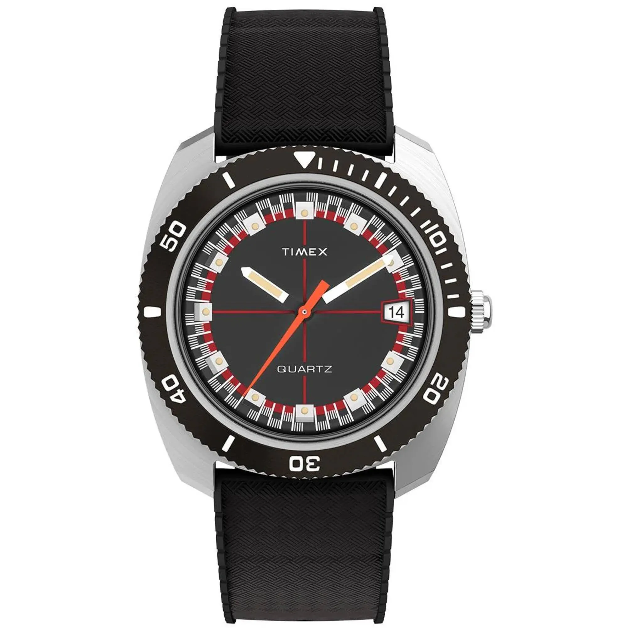 Timex Men's Watch - Q Timex Reissue Black Dial Synthetic Rubber Strap | TW2W22400ZV Timex Watches