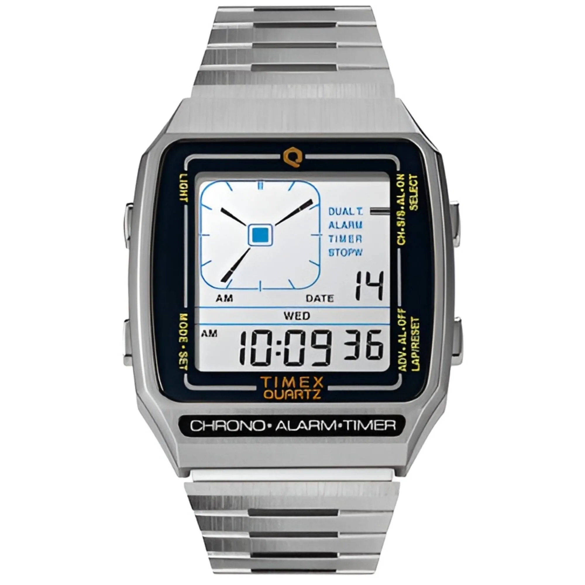 Timex Men's Watch - Q Timex Reissue White Dial Bracelet Digital LCA | TW2U72400ZV Timex Watches