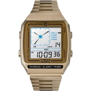 Timex Men's Watch - Q Timex Reissue White Dial Yellow Gold Bracelet | TW2U72500ZV Timex Watches