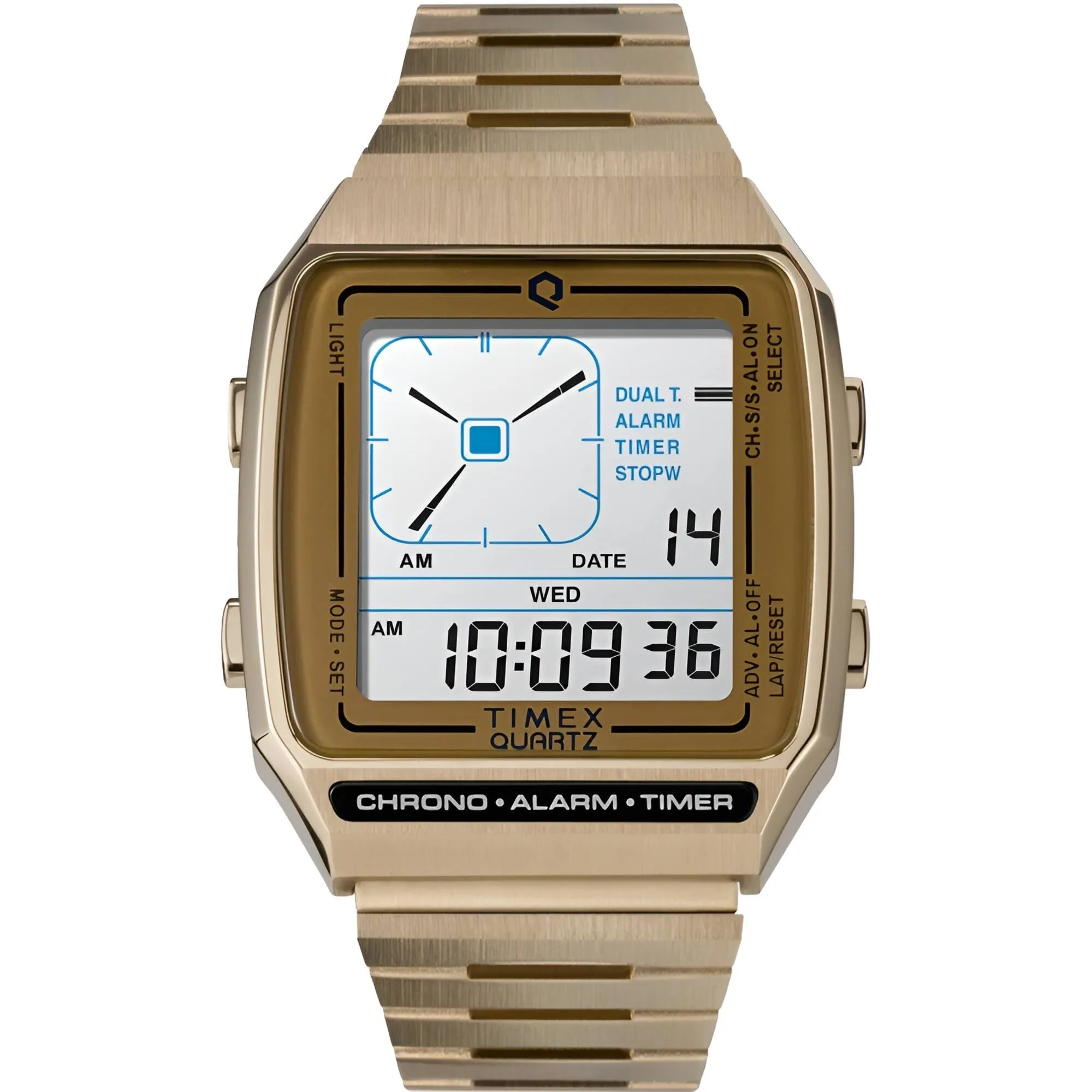 Timex Men's Watch - Q Timex Reissue White Dial Yellow Gold Bracelet | TW2U72500ZV Timex Watches