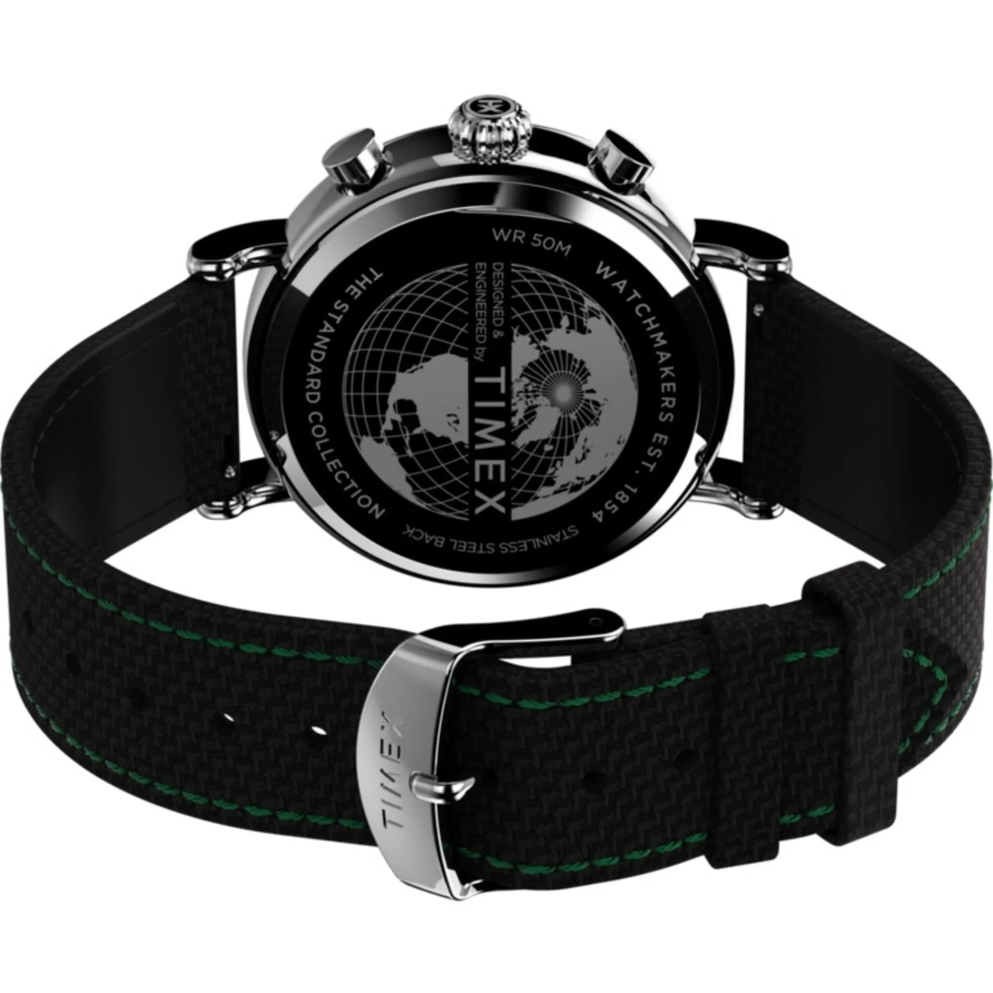 Timex Men's Watch - Standard Chronograph Green Dial Black Fabric Strap | TW2V43900 Timex Watches
