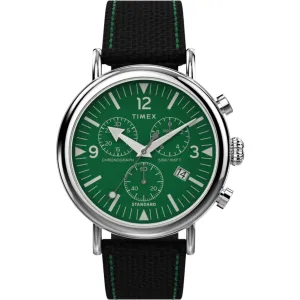 Timex Men's Watch - Standard Chronograph Green Dial Black Fabric Strap | TW2V43900 Timex Watches