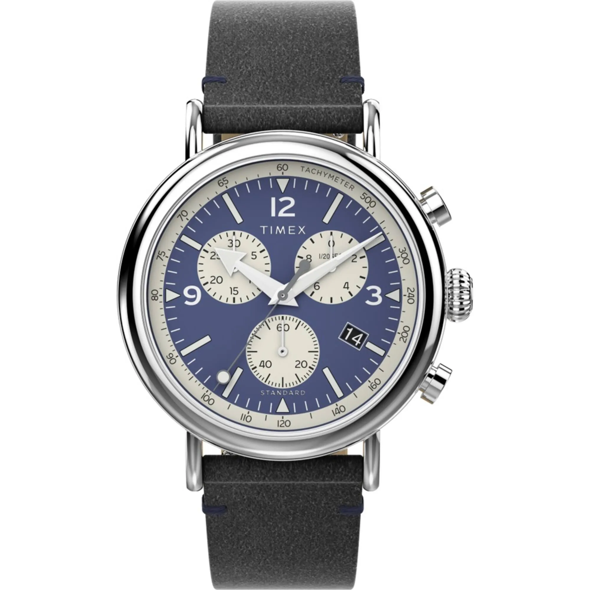 Timex Men's Watch - Standard Chronograph Navy Blue and White Dial Strap | TW2V71100VQ Timex Watches