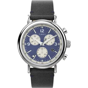Timex Men's Watch - Standard Chronograph Navy Blue and White Dial Strap | TW2V71100VQ Timex Watches