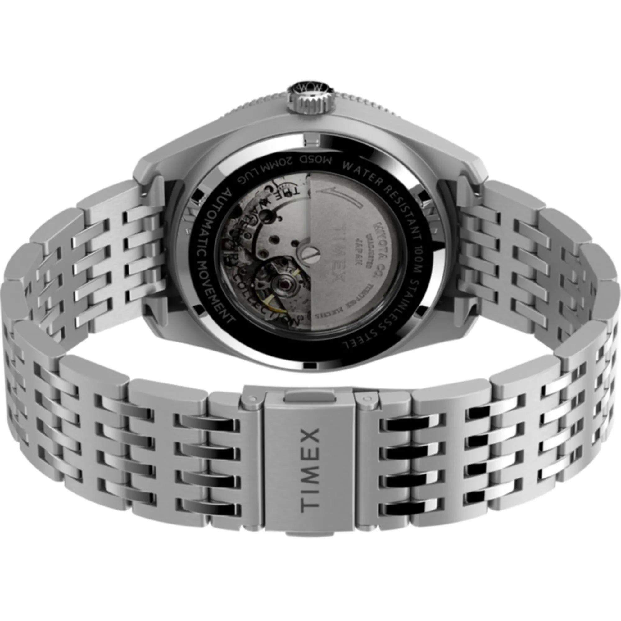 Timex Men's Watch - The Waterbury Automatic Black Dial Silver Bracelet TW2V24900 Timex Watches