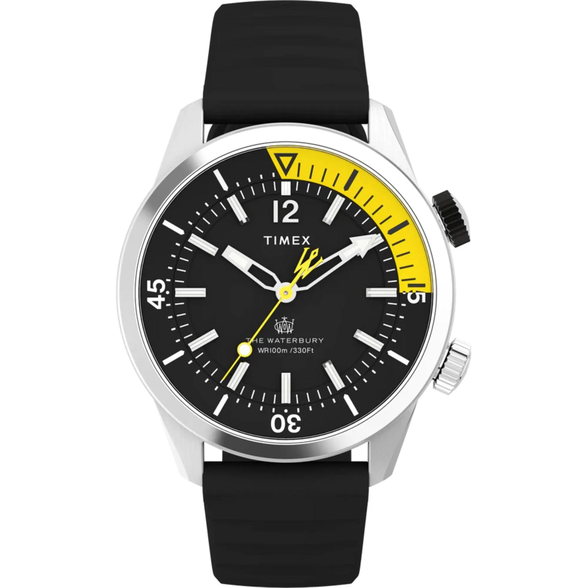 Timex Men's Watch - The Waterbury Black and Yellow Dial Rubber Strap | TW2V73400 Timex Watches