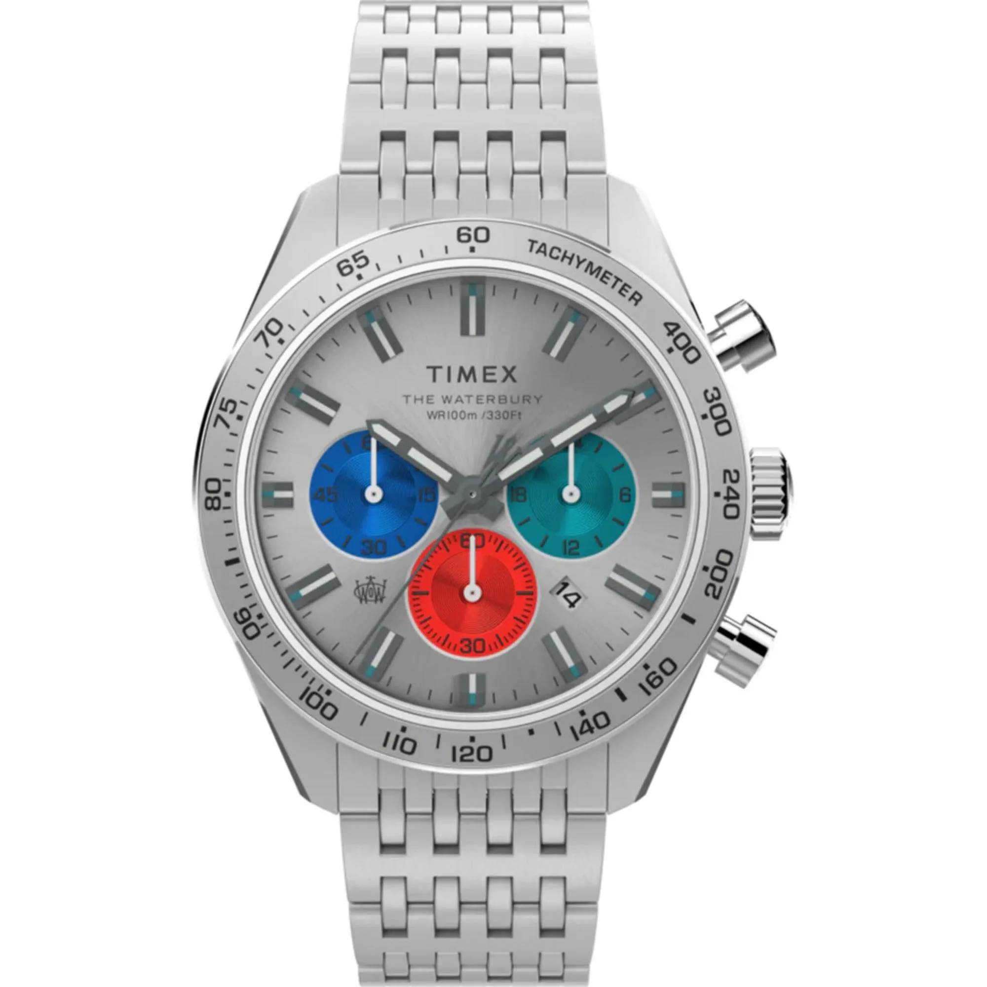 Timex Men's Watch - The Waterbury Chronograph Rotating Bezel Silver Dial | TW2V42400 Timex Watches
