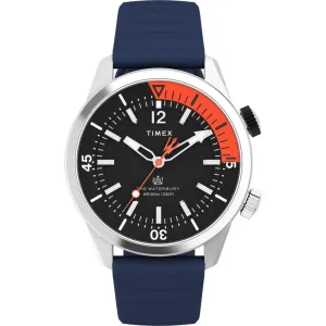 Timex Men's Watch - The Waterbury Quartz Black and Red Dial Rubber Strap | TW2V73500 Timex Watches