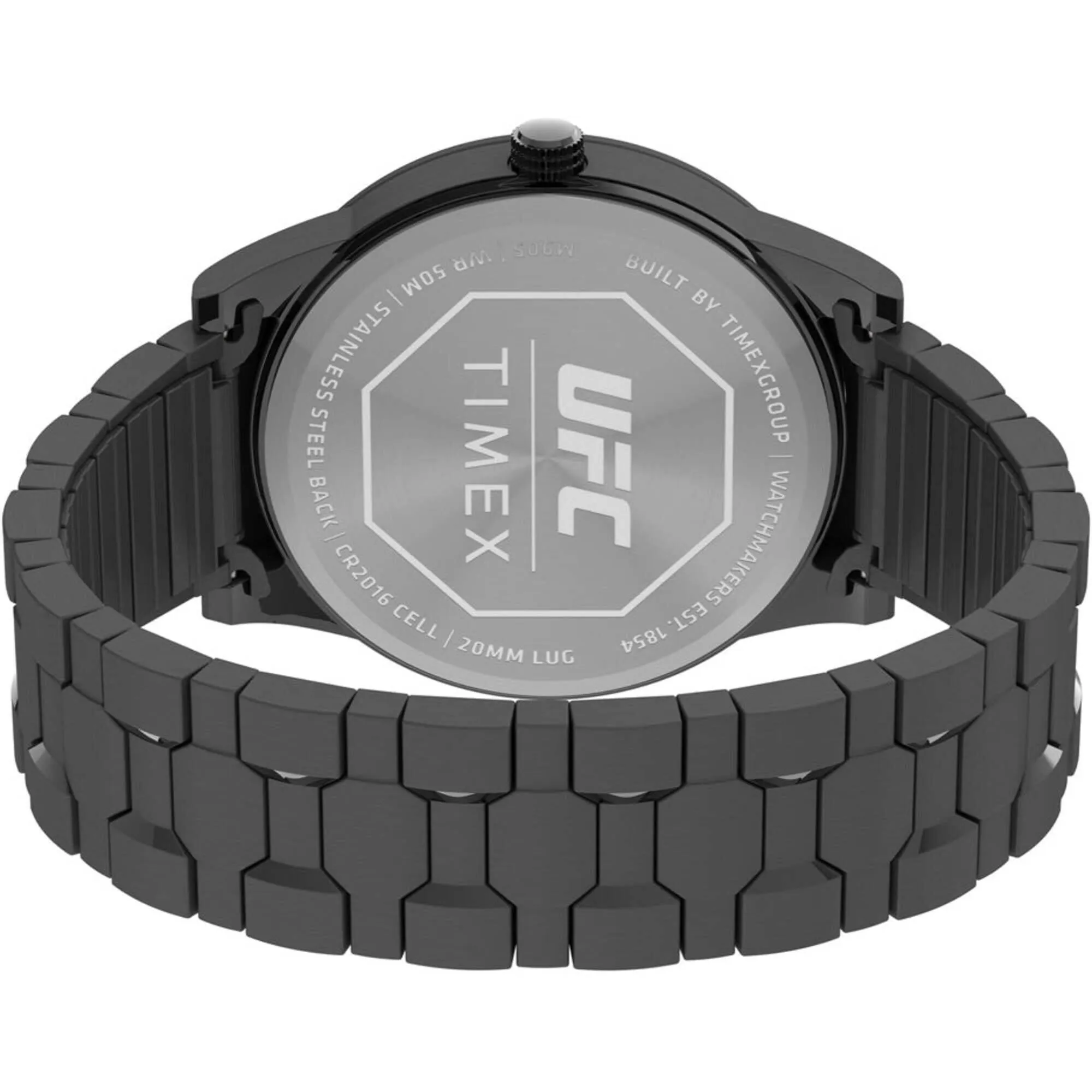 Timex Men's Watch - UFC Legend Black Dial Quartz Gunmetal Steel Bracelet | TW2V56200JT Timex Watches