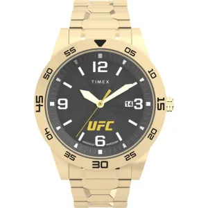 Timex Men's Watch - UFC Legend Black Dial Yellow Gold Expansion Bracelet | TW2V56400 Timex Watches