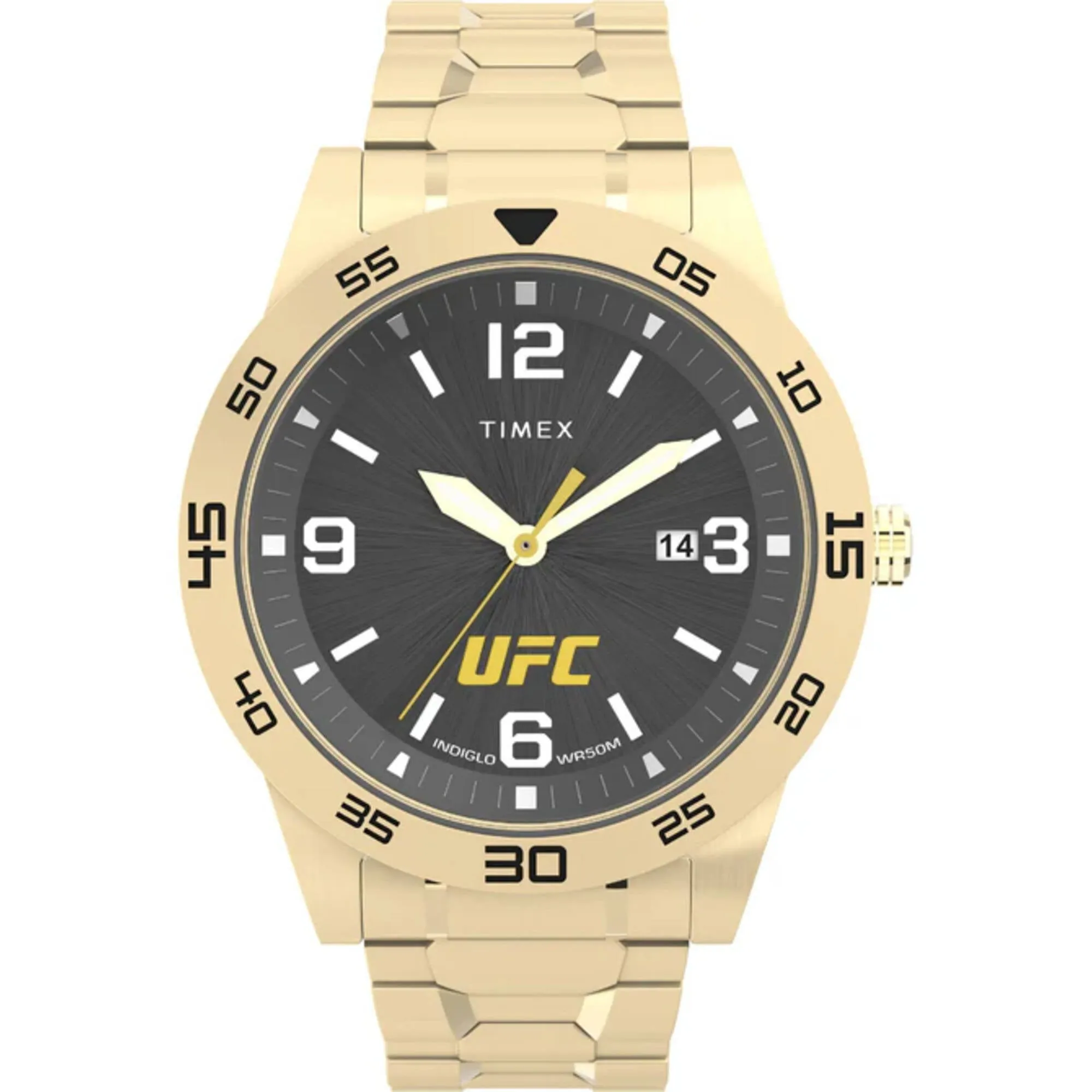 Timex Men's Watch - UFC Legend Black Dial Yellow Gold Expansion Bracelet | TW2V56400 Timex Watches