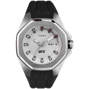 Timex Men's Watch - UFC Pro Silver Tone Dial Black Silicone Strap Day-Date | TW2V57200 Timex Watches