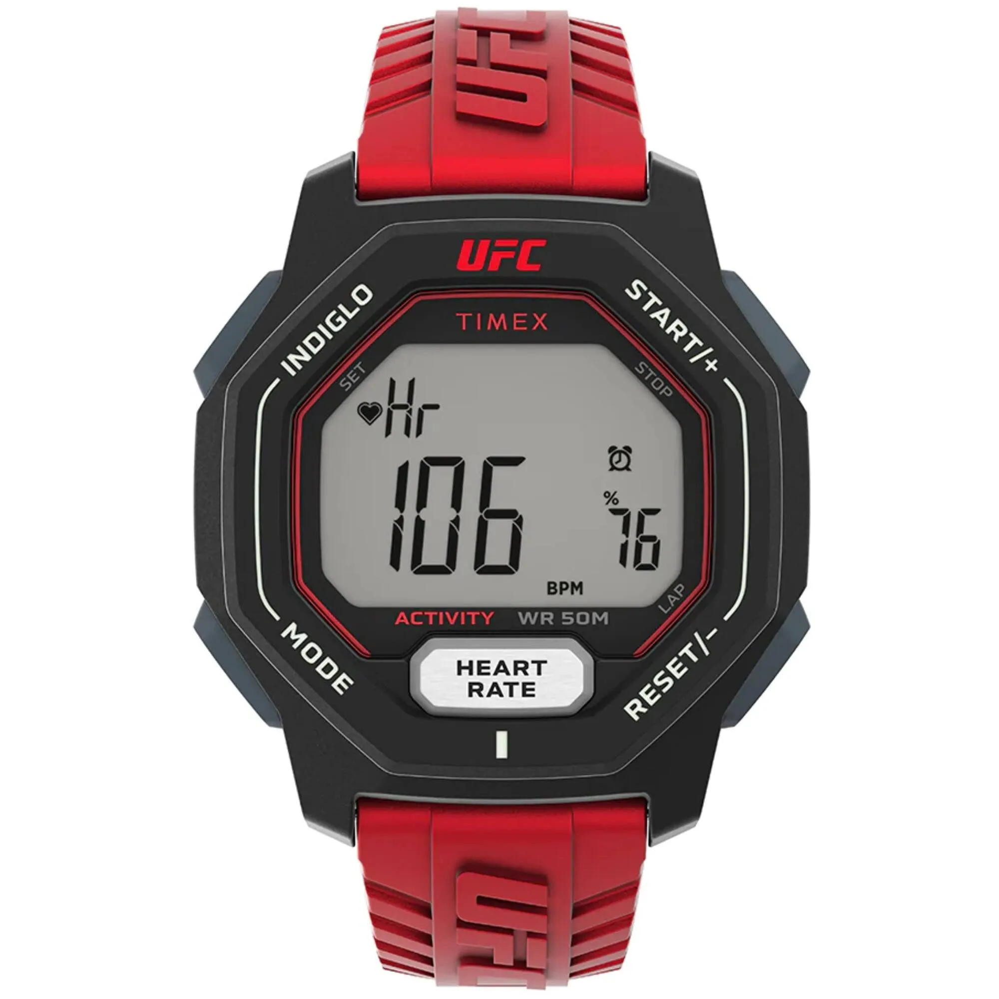 Timex Men's Watch - UFC Spark Heart Rate Digital Dial Red Resin Strap | TW2V84000 Timex Watches