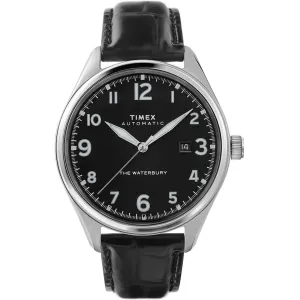 Timex Men's Watch - Waterbury Automatic Date Display Black Dial Strap | TW2T69600ZV Timex Watches