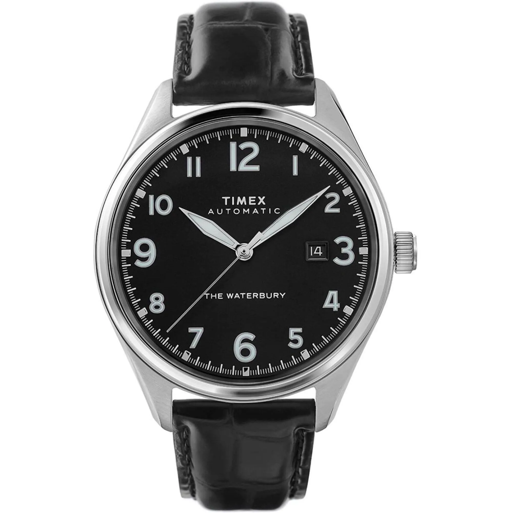 Timex Men's Watch - Waterbury Automatic Date Display Black Dial Strap | TW2T69600ZV Timex Watches